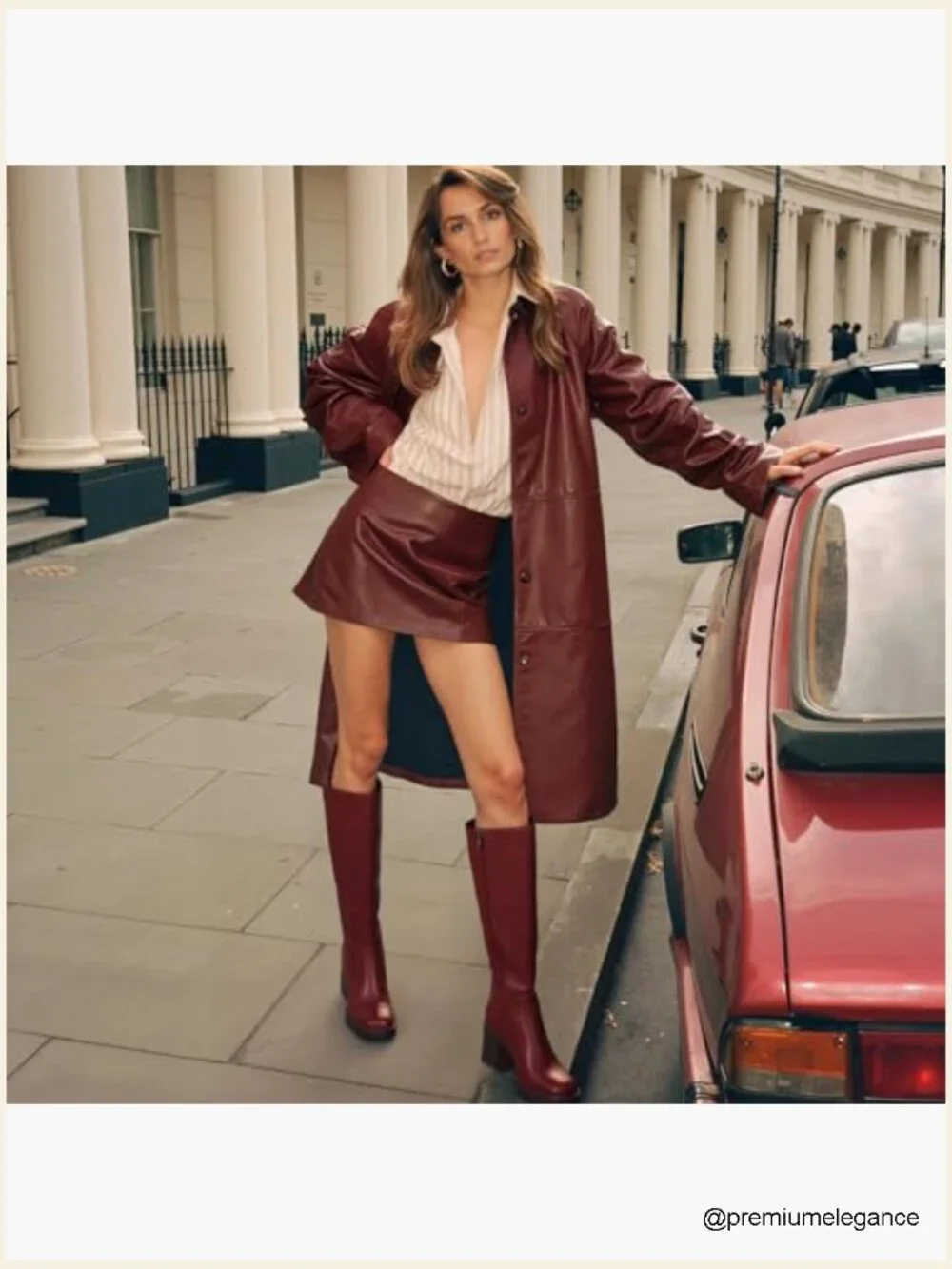 Faux Leather Platform Chunky Square Toe Heeled Knee High Boots